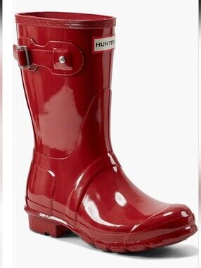 Hunter Military Gloss Red Boots *Gloss *New In Box *Size 9